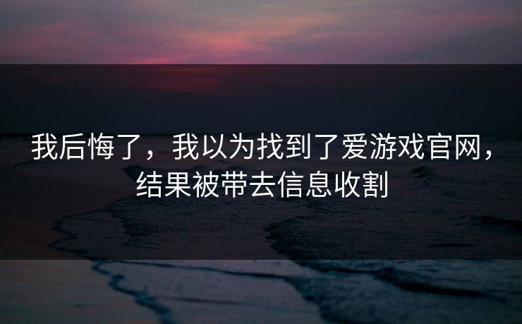 我后悔了，我以为找到了爱游戏官网，结果被带去信息收割