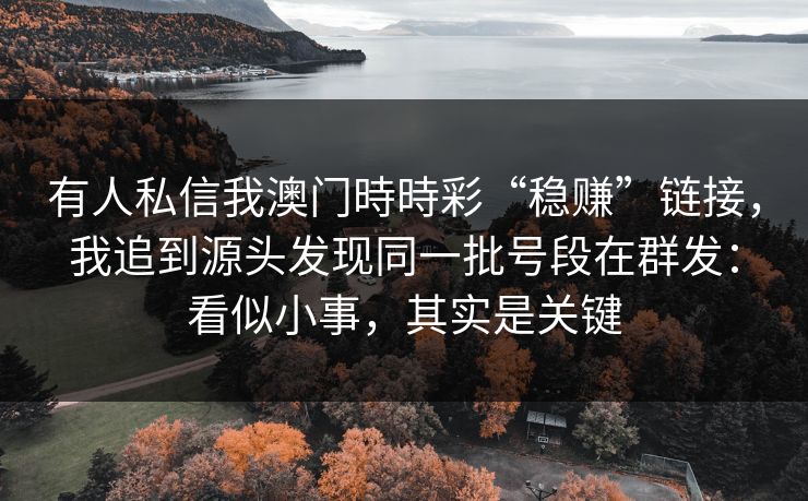 有人私信我澳门時時彩“稳赚”链接，我追到源头发现同一批号段在群发：看似小事，其实是关键